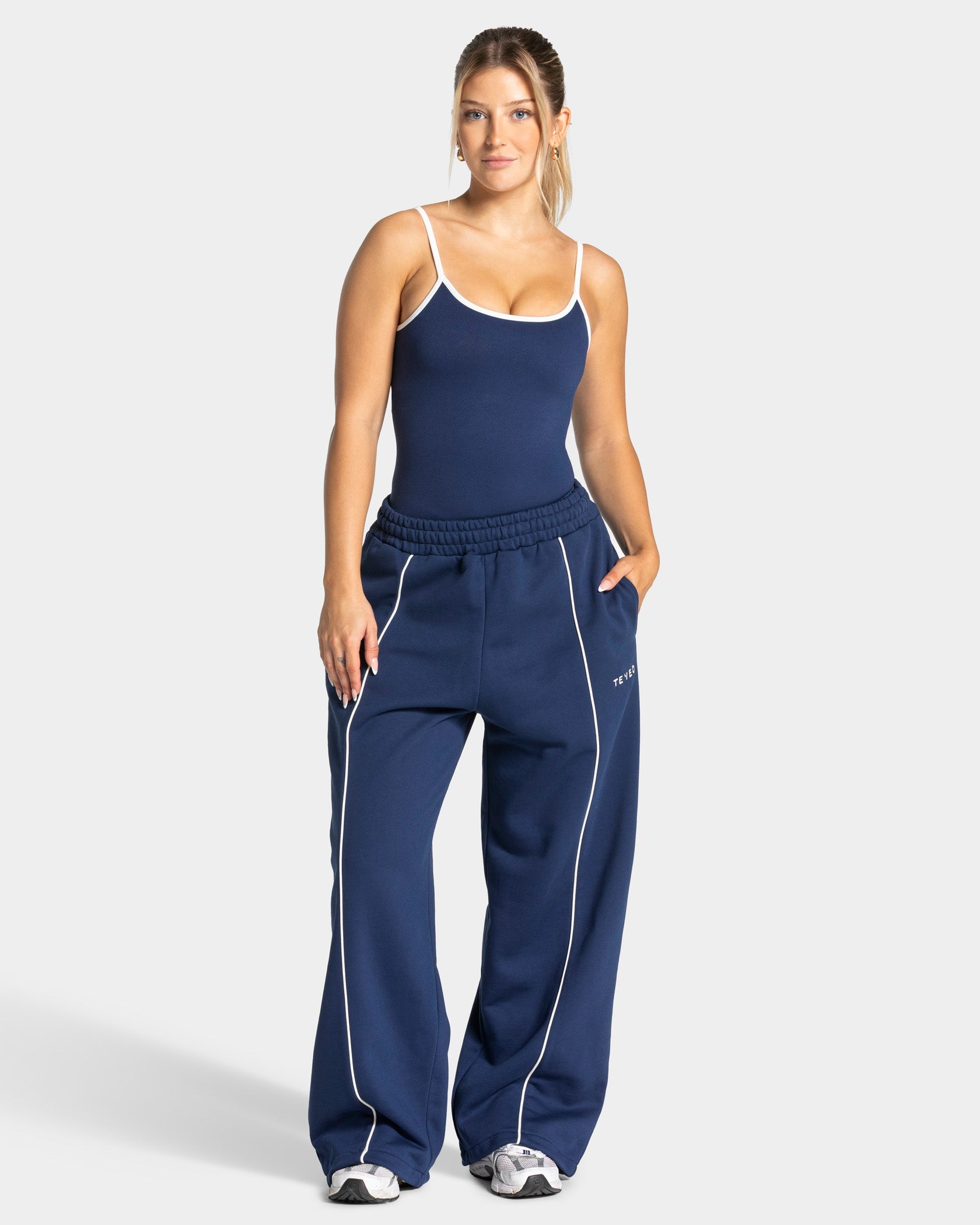 Pantalon de jogging Wide Leg Contrastline « Bleu foncé »