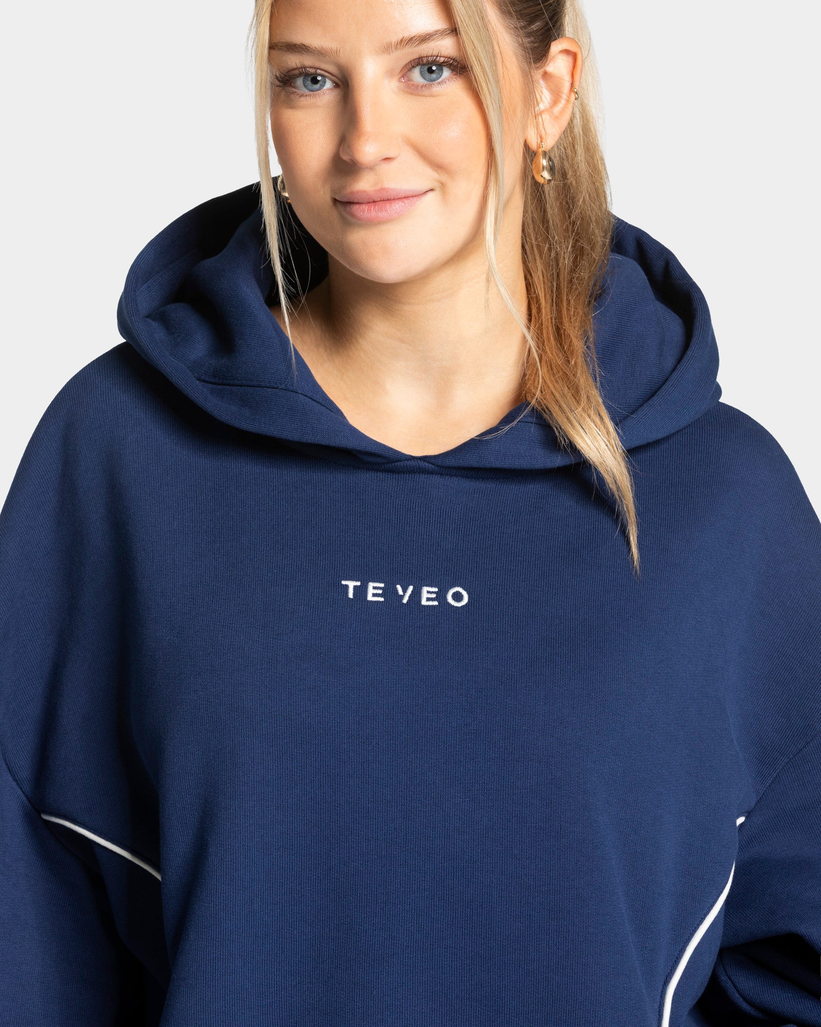 Contrastline Hooded Sweater "Dunkelblau"