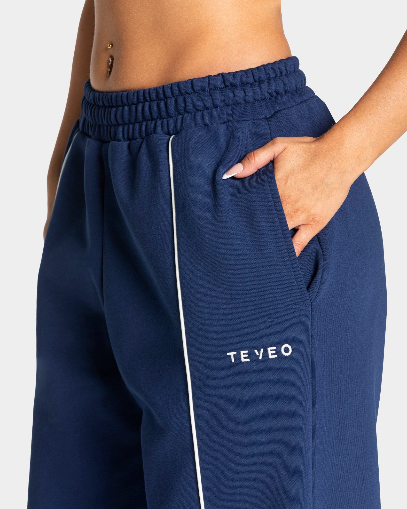 Pantalon de jogging Wide Leg Contrastline « Bleu foncé »