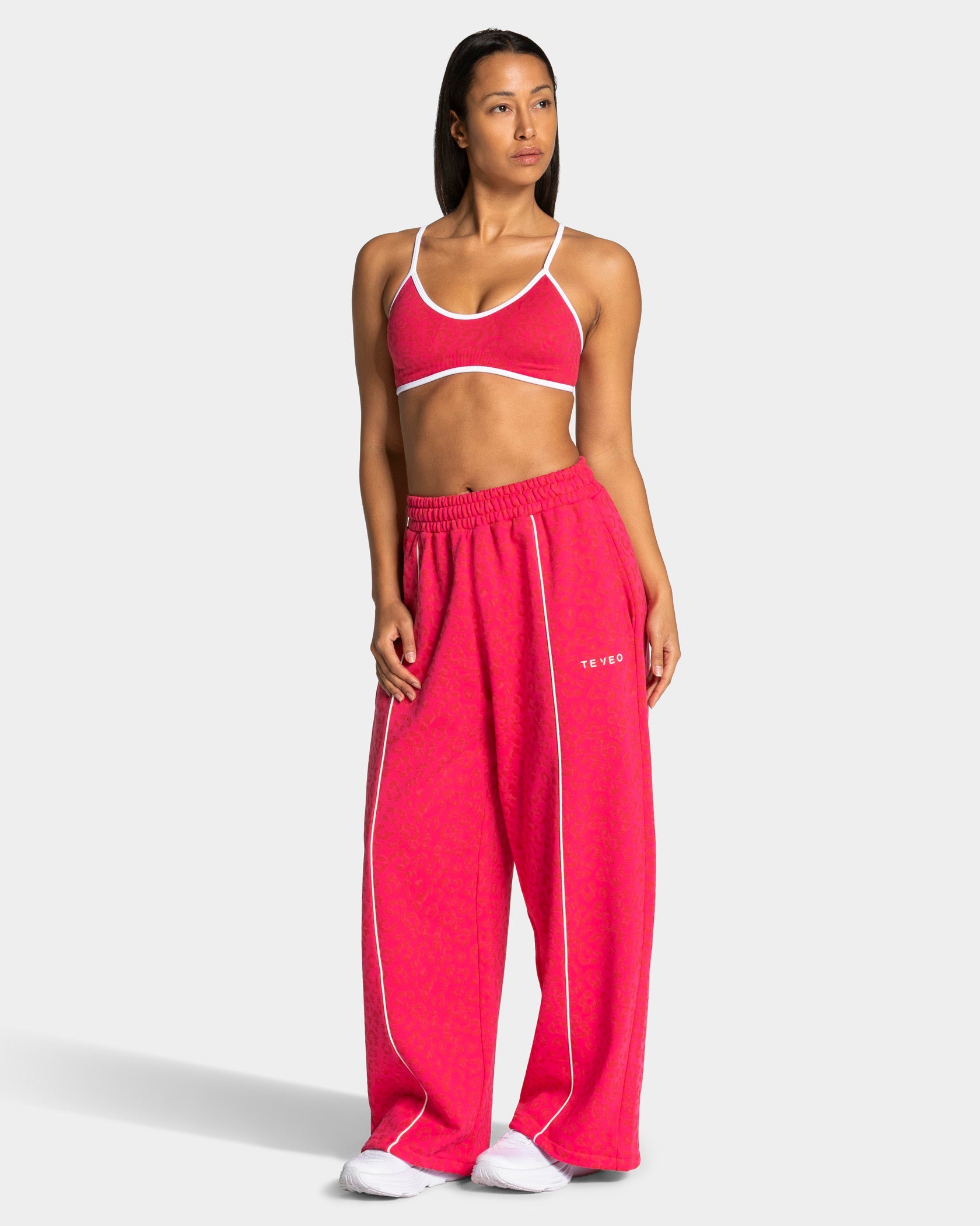 Pantalon de jogging Wide Leg Contrastline « Léopard Berry »