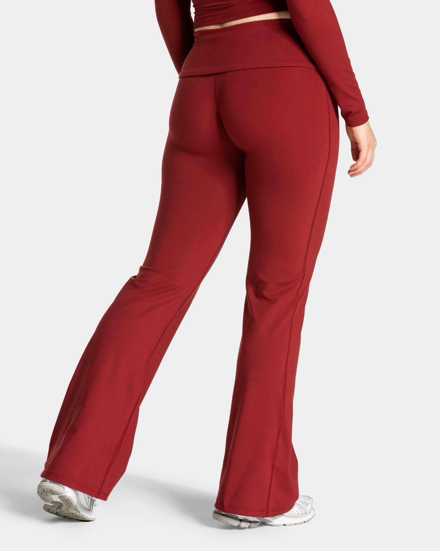 Legging évasé à coupe longue Mellow Fold Over « bordeaux »