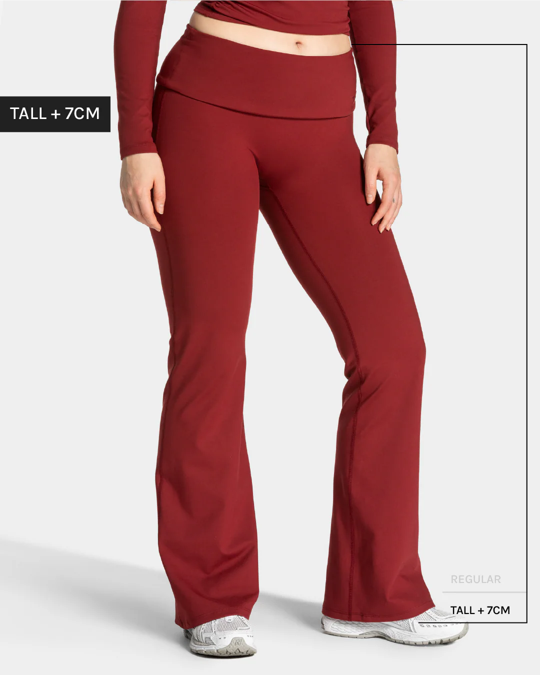 Legging évasé à coupe longue Mellow Fold Over « bordeaux »