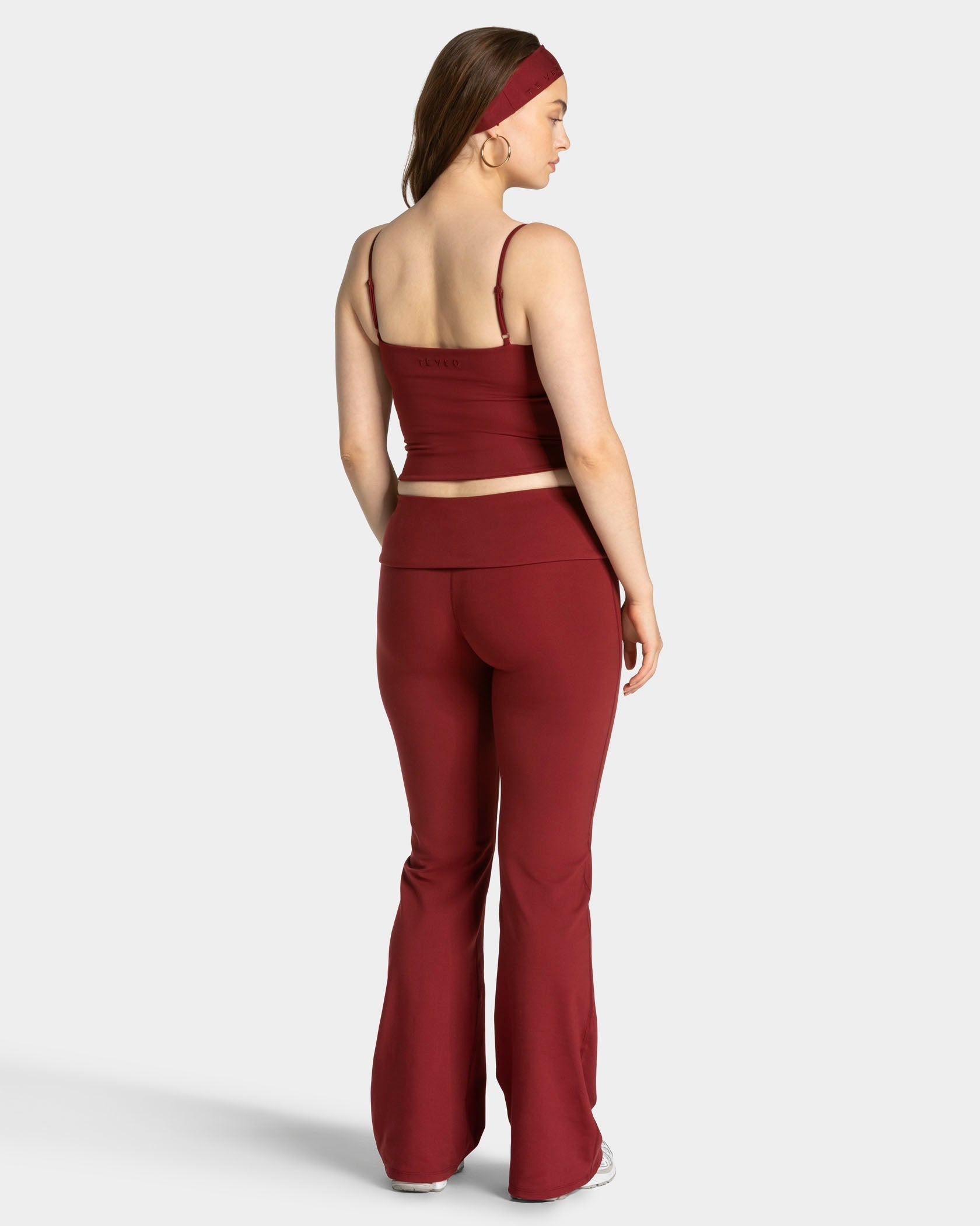 Legging évasé à coupe longue Mellow Fold Over « bordeaux »