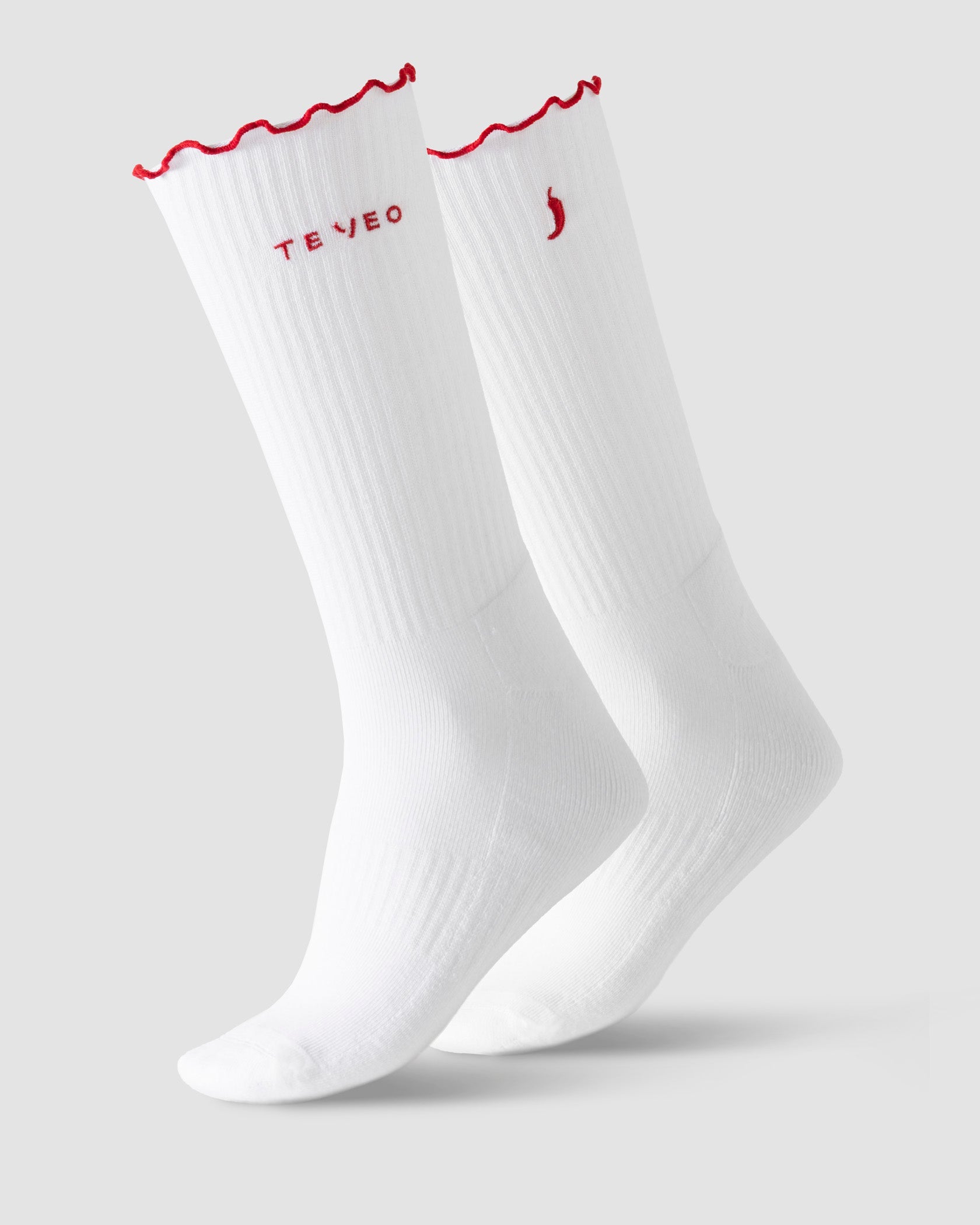 Chaussettes à volants Valentine (2 paires) « Rose Chili/blanc Chili »