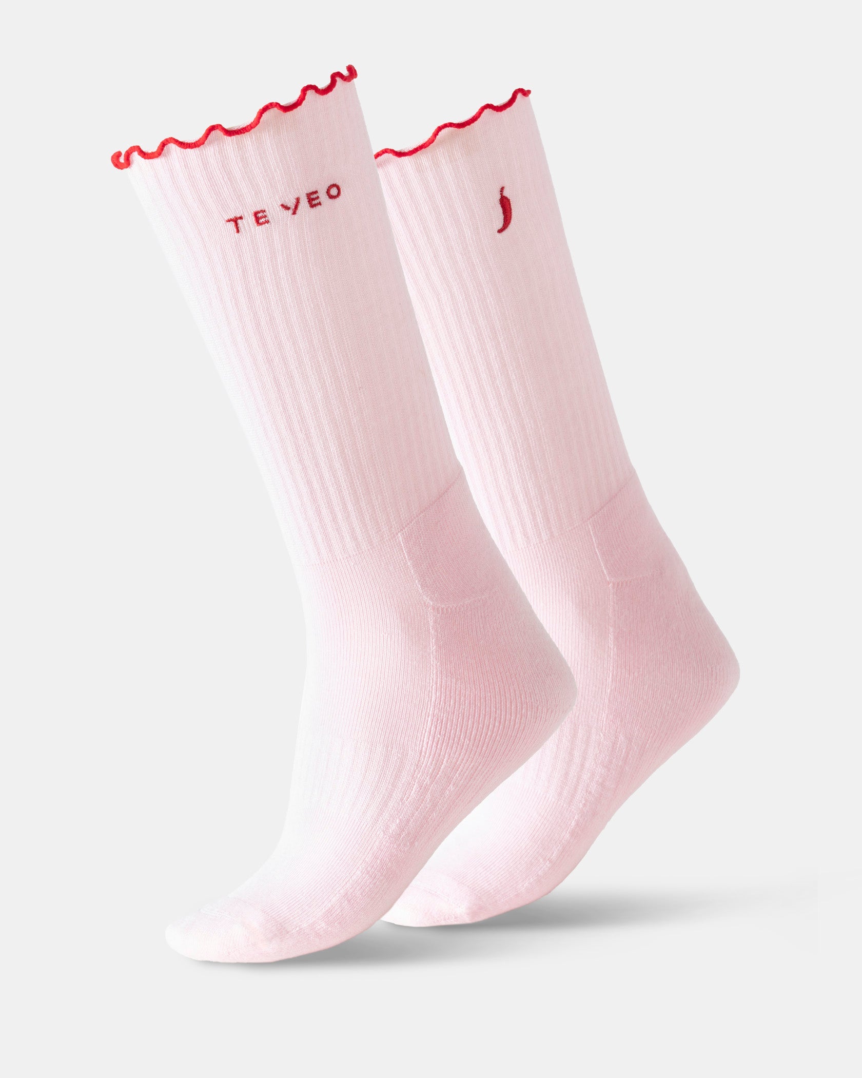 Chaussettes à volants Valentine (2 paires) « Rose Chili/blanc Chili »